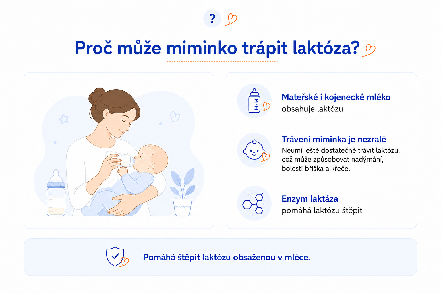 Proč může miminko trápit laktóza a jak ji pomáhá štěpit enzym laktáza